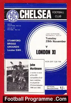 John Mortimore Testimonial Benefit Match Chelsea 1965
