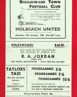 Biggleswade Town v Holbeach United 1968
