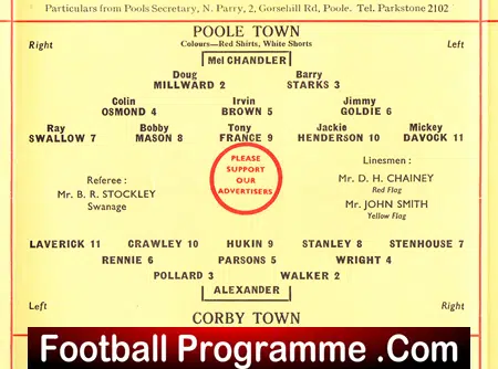 Poole Town v Corby Town 1964