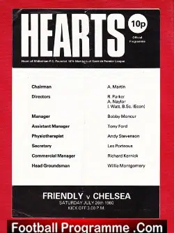 Heart Of Midlothian v Chelsea 1980 - Friendly Match Scotland