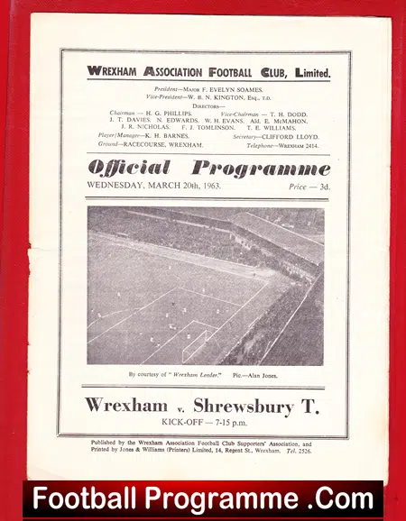 Wrexham v Shrewsbury Town 1963