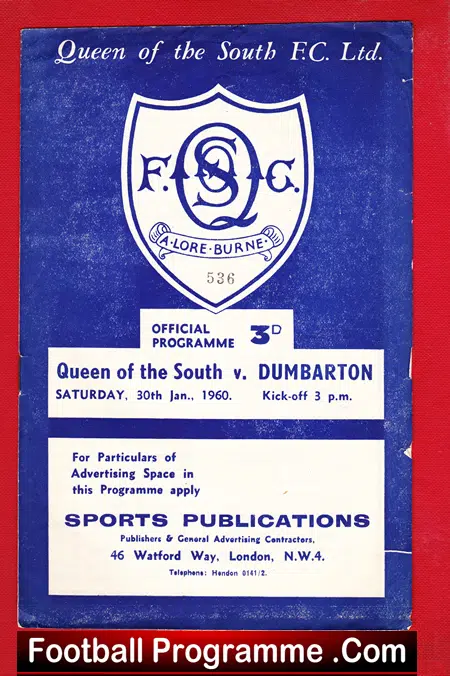 Queen Of The South v Dumbarton 1960