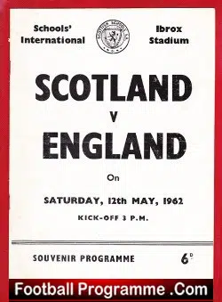 Scotland v England 1962 - Schoolboys at Ibrox Glasgow