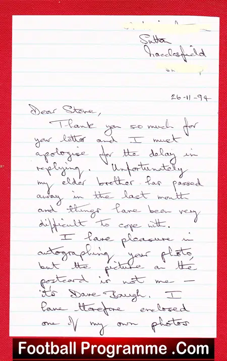 Belle Vue Speedway Rider Ken Eyre Personal Letter Signed