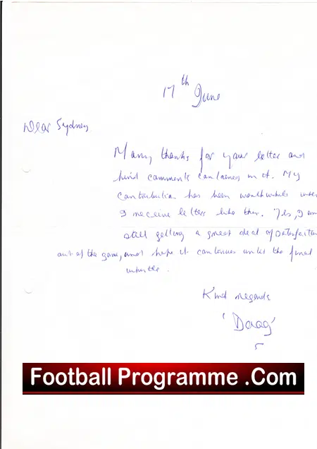 Wolves Speedway Rider Vic Duggan Personal Letter Signed