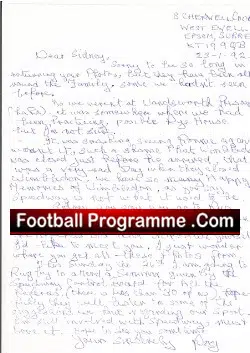 Wimbledon Speedway Rider Reg Trott Personal Letter Signed