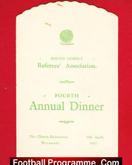 Football League Referees & Linesmen Official Luncheon Menu 1937