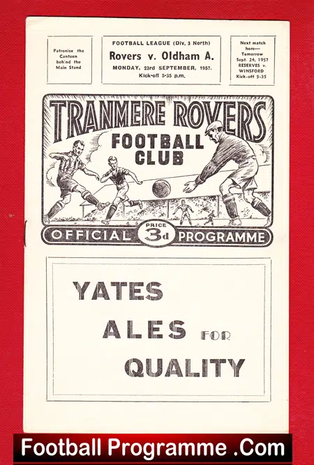 Tranmere Rovers v Oldham Athletic 1957