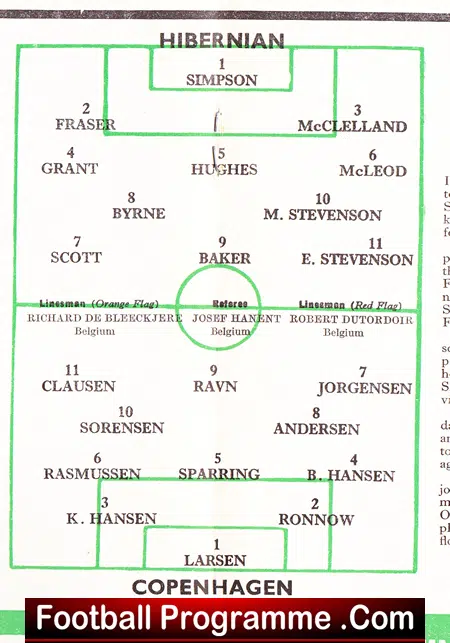 Hibernian Hibs v Copenhagen 1962 - Inter Cities Cup Match