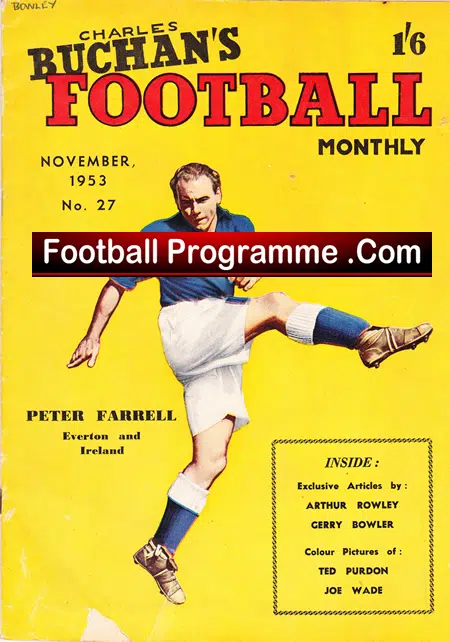 Charles Buchan Football Monthly Magazine 1953 – November
