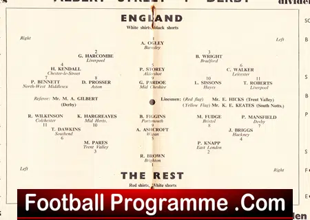 England v The Rest 1961 - Schoolboys at Derby County