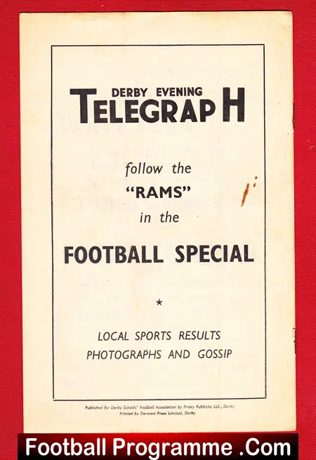 England v The Rest 1961 - Schoolboys at Derby County