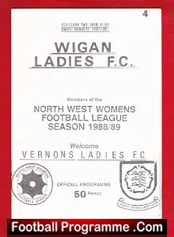 Wigan Ladies v Vernons Ladies 1988 – Womens Football Programme