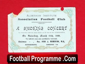 Aldenham Institute Association Football Club Concert Ticket 1909