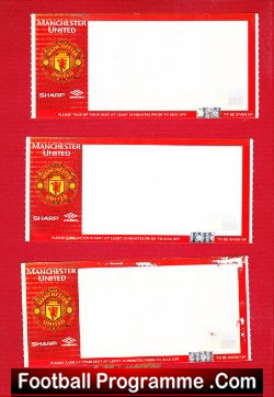 Manchester United Blank Football Tickets Collection 1990s