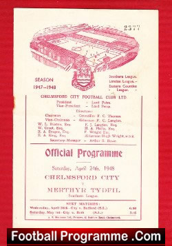 Chelmsford City v Merthyr Tydfil 1948 – Southern League