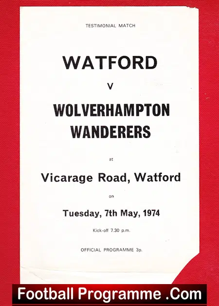 Duncan Welbourne Testimonial Benefit Match Watford 1974
