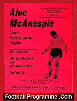 Alec McAnespie Testimonial Benefit Match Ayr v Kilmarnock 1978
