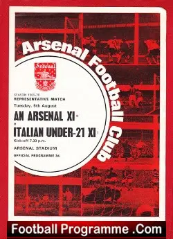 Arsenal v Italian Under 21 1969 - Representative Match - football programme