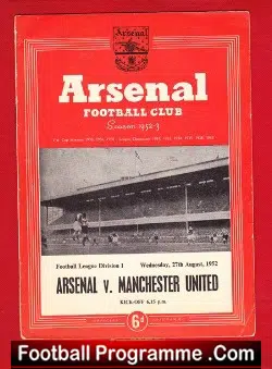 Arsenal v Manchester United 1952 - football programme