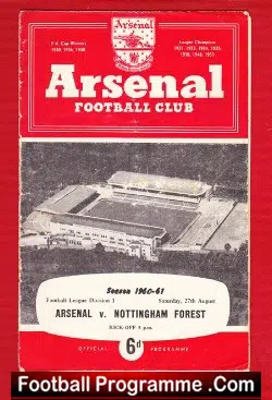 Arsenal v Nottingham Forest 1960