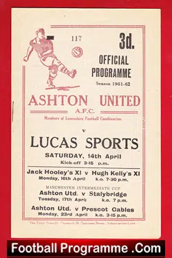 Ashton United v Lucas Sports 1962 - Lancashire Combination - football programme