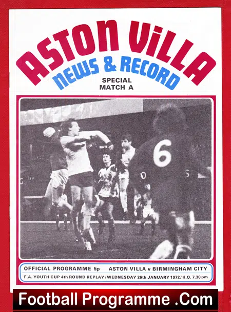 Aston Villa v Birmingham City 1972 – FA Youth Cup Replay