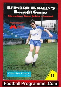 Bernard McNally Testimonial Benefit Match Shrewsbury Town 1988 - football programme