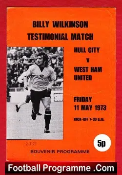 Billy Wilkinson Testimonial Benefit Match Hull City 1973 - football programme
