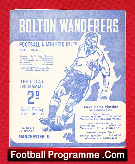 Bolton Wanderers v Manchester United 1949