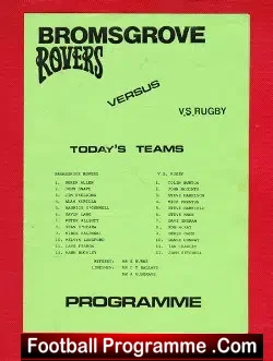 Bromsgrove Rovers v Rugby Town 1980s - Friendly Match - rugby programme