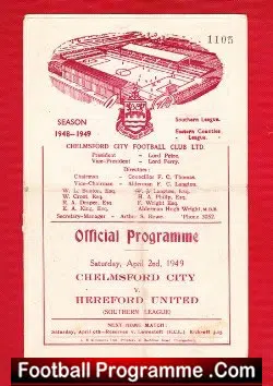 Chelmsford City v Hereford United 1949 – Southern League