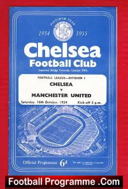 Chelsea v Manchester United 1954 - Chelsea League Champions - football programme