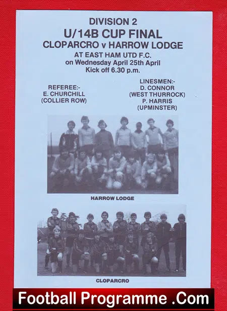 Cloparcro v Harrow Lodge 1980s - Under 14's Cup Final