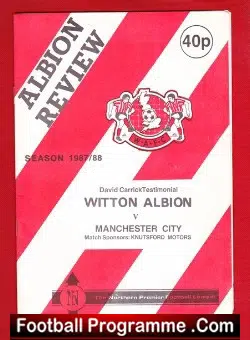 David Carrick Testimonial Benefit Match Witton Albion 1988 - football programme