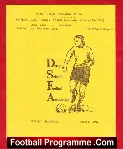 Derby Boys v Manchester Boys 1983 - Schoolboys Match - football programme
