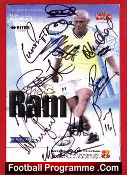 Derby County v Barcelona 2001 - Multi Signed Autographs - football programme