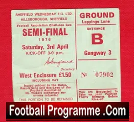 Derby County v Manchester United 1976 FA Cup Semi Final Ticket +