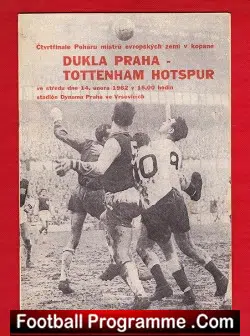 Dukla Prague v Tottenham Hotspur 1962 – Czech Football