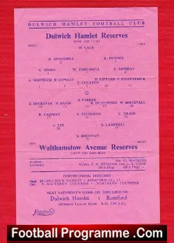 Dulwich Hamlet v Walthamstow Avenue 1948 – Reserves 1940s