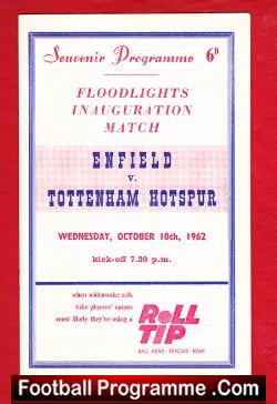 Enfield v Tottenham 1962 – Floodlights First Match Souvenir