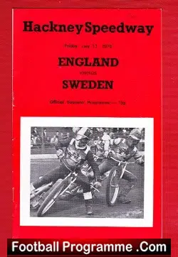 England Speedway v Sweden 1975 - at Hackney - speedway programme