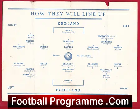 England v Scotland 1947 - Wembley Pirate Football Programme