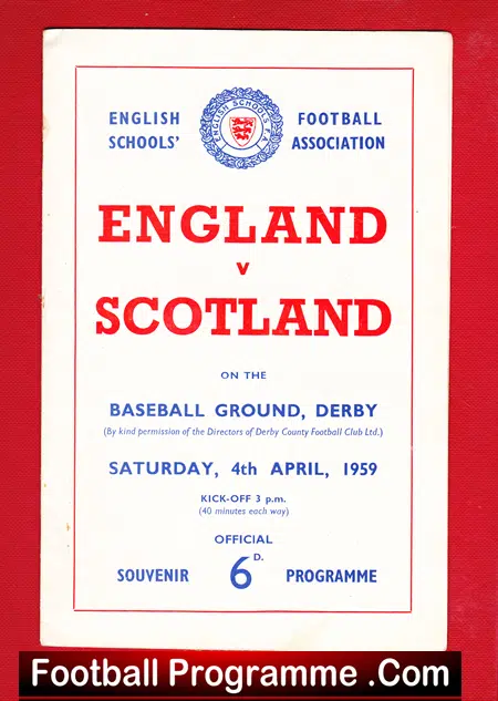 England v Scotland 1959 – Schoolboys at Derby County