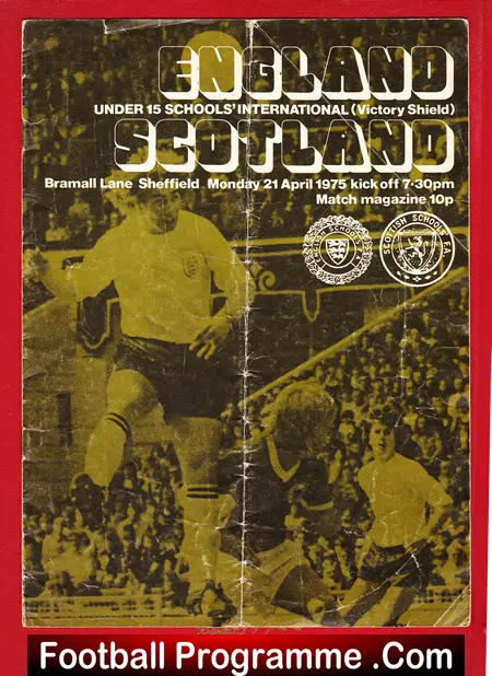 England v Scotland 1975 – Under 15 Schoolboys Boys at Sheffield