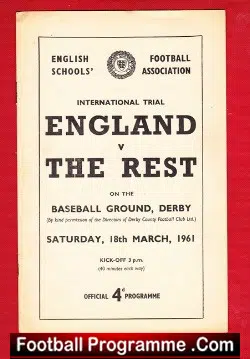 England v The Rest 1961 – Schoolboys at Derby County