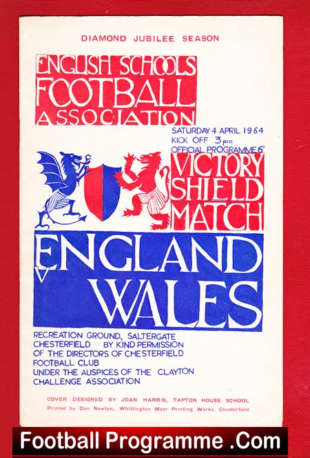 England v Wales 1964 – Schoolboys Boys at Chesterfield