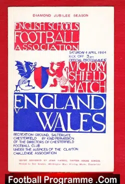England v Wales 1964 – Schoolboys Boys at Chesterfield