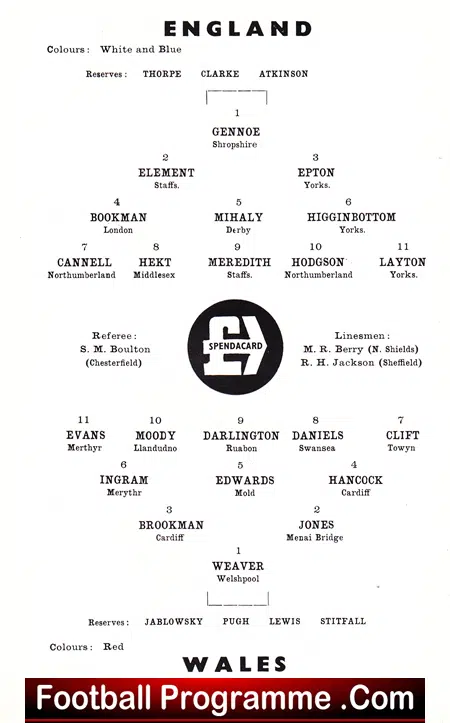 England v Wales 1971 - Schoolboys at Hull