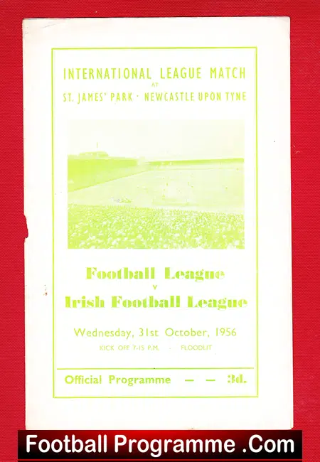 Football League v Ireland Football League 1956 – at Newcastle